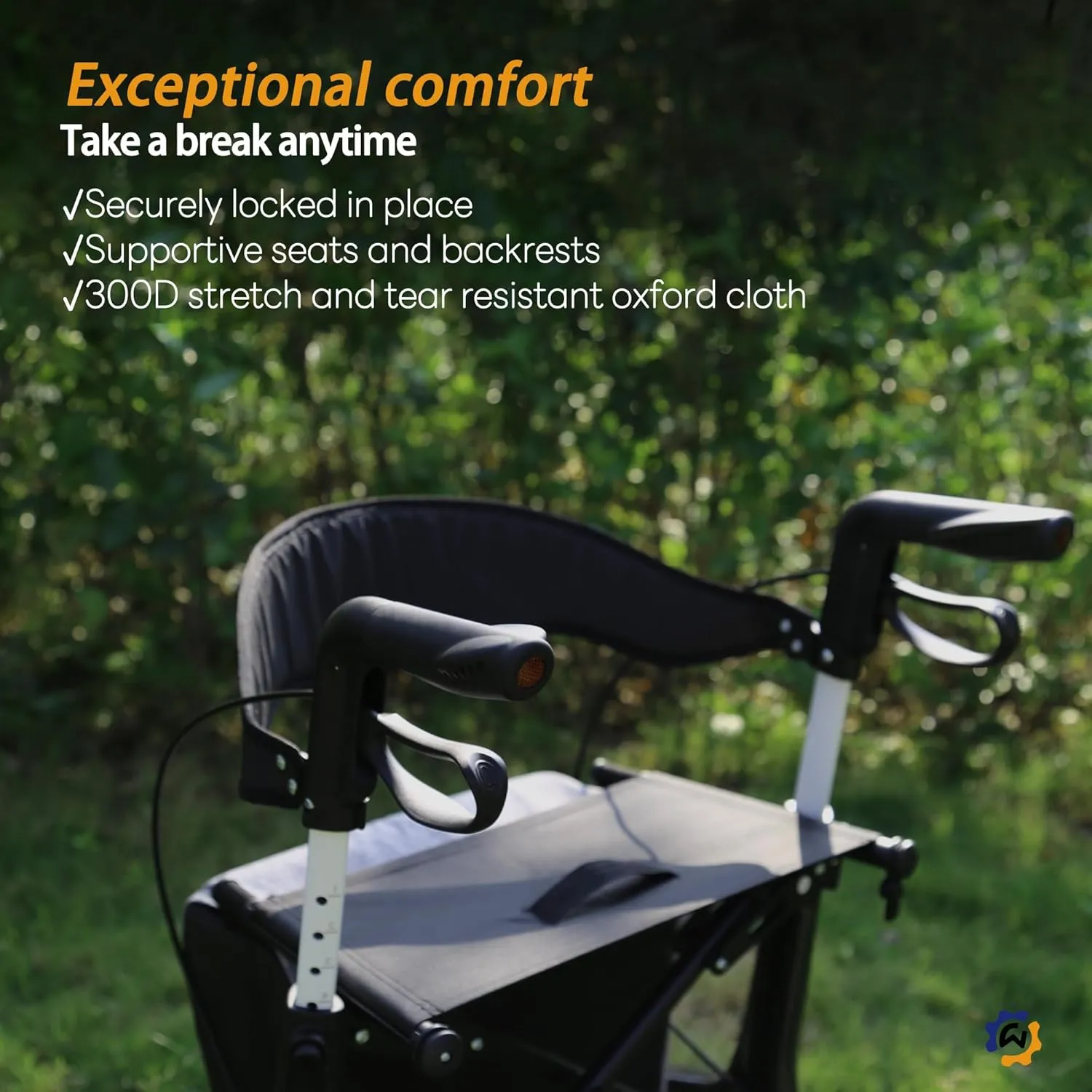 Carbon Ultralight Rollator Walker for Seniors with 2 Organizer Bags, Comes Fully Assembled, Only 13lbs Lightweight Foldable 4 Wheel Walker with Seat and Brakes, 330 lbs Capacity Rolling Walker