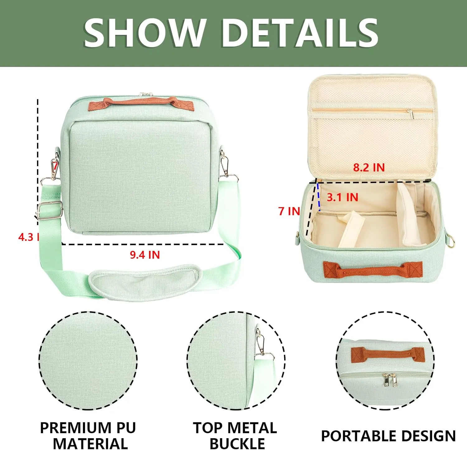 Carrying Protective Bag for Fujifilm Instax Mini 12/11/99/9/EVO/40/90/Link2/Liplay Camera Universal digital camera Case with Shoulder Strap Accessories Bundle(Green)