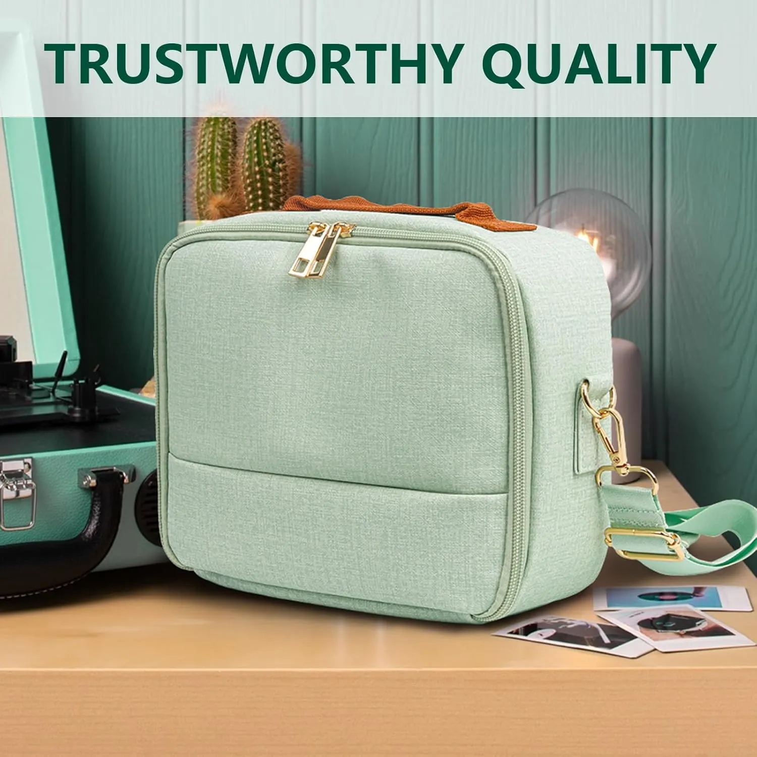 Carrying Protective Bag for Fujifilm Instax Mini 12/11/99/9/EVO/40/90/Link2/Liplay Camera Universal digital camera Case with Shoulder Strap Accessories Bundle(Green)