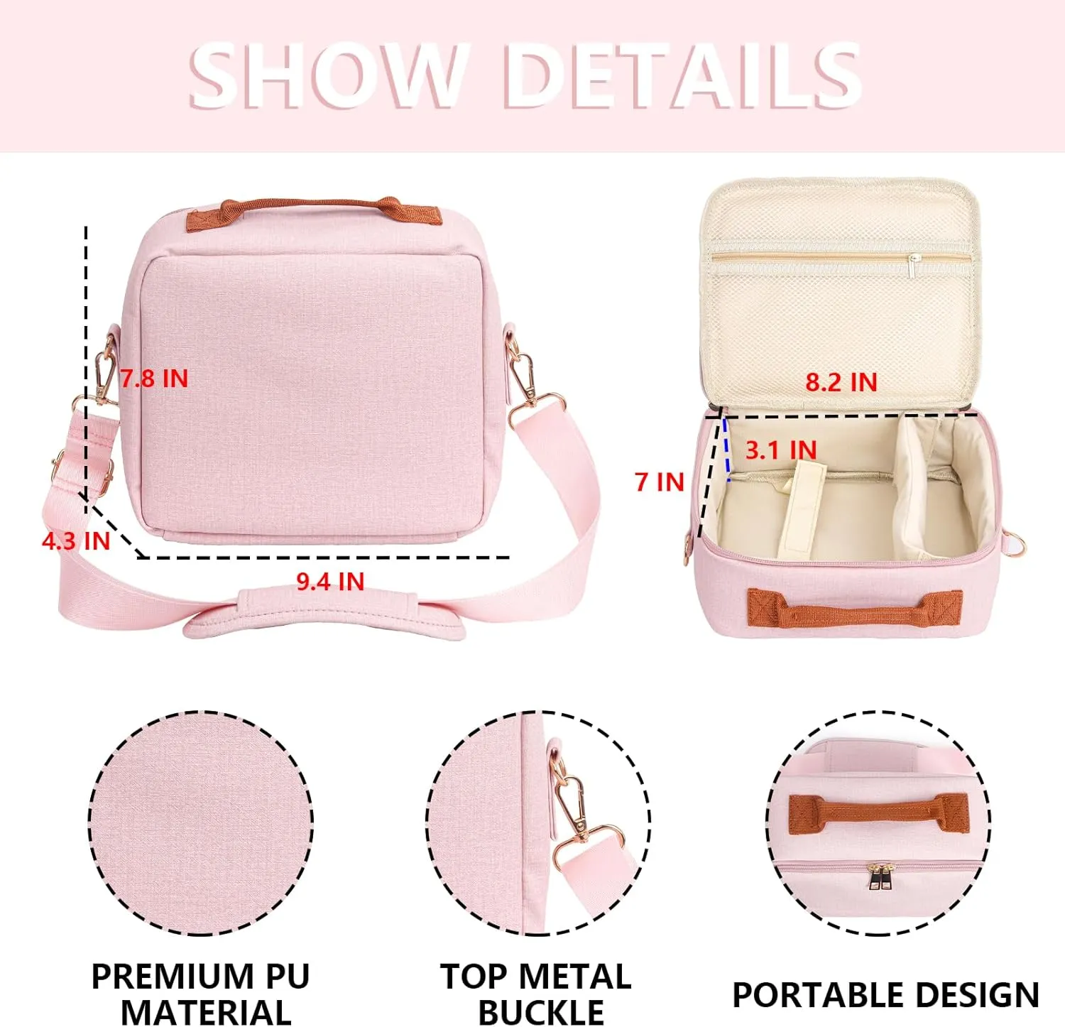 Carrying Protective Bag for Fujifilm Instax Mini 12/11/99/9/EVO/40/90/Link2/Liplay Camera Universal digital camera Case with Shoulder Strap Accessories Bundle(Pink)