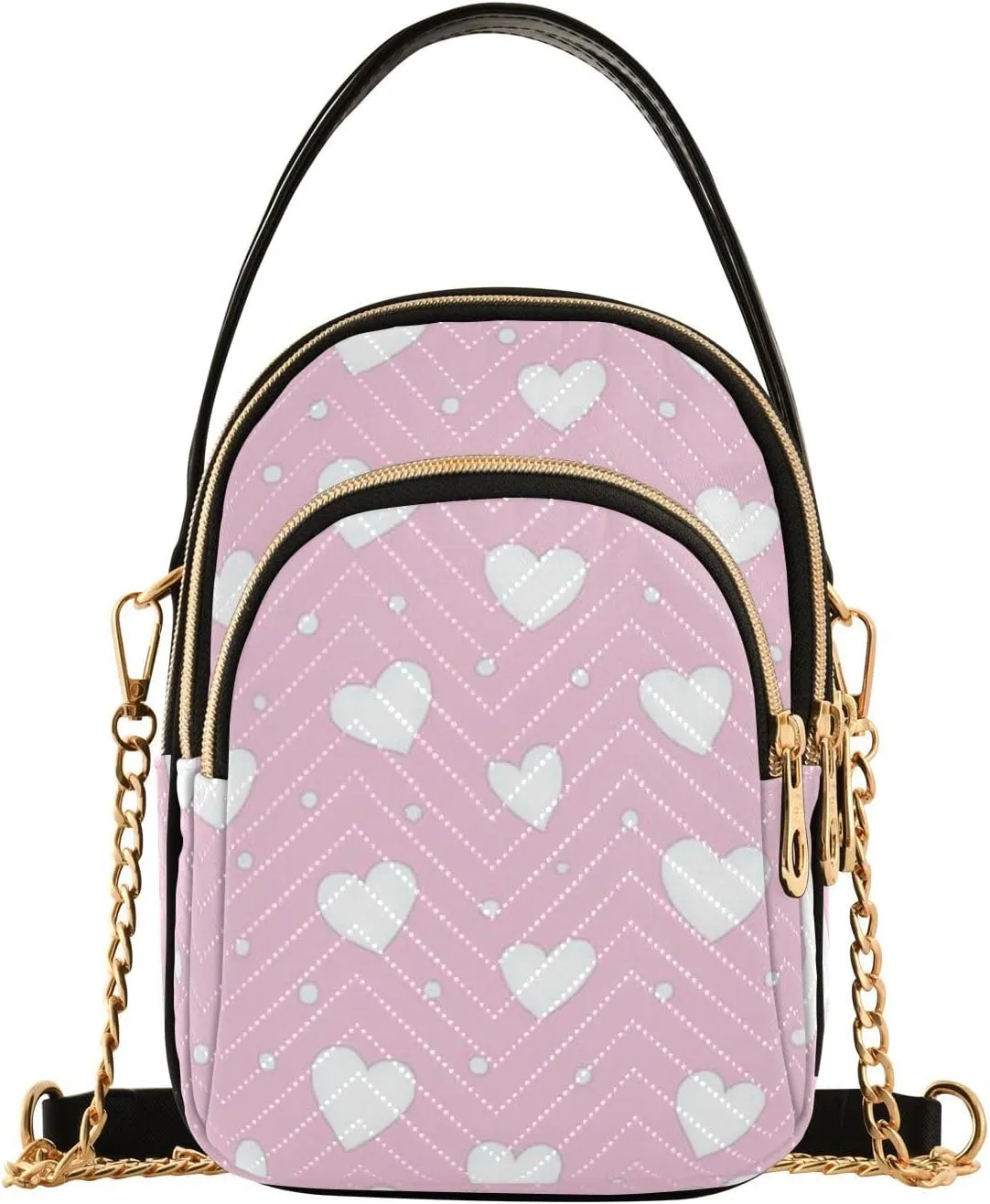 Cartoon Cute Pink Valentine Heart trendy bag for women crossbody purse with multi pockets handbags for women for mothers