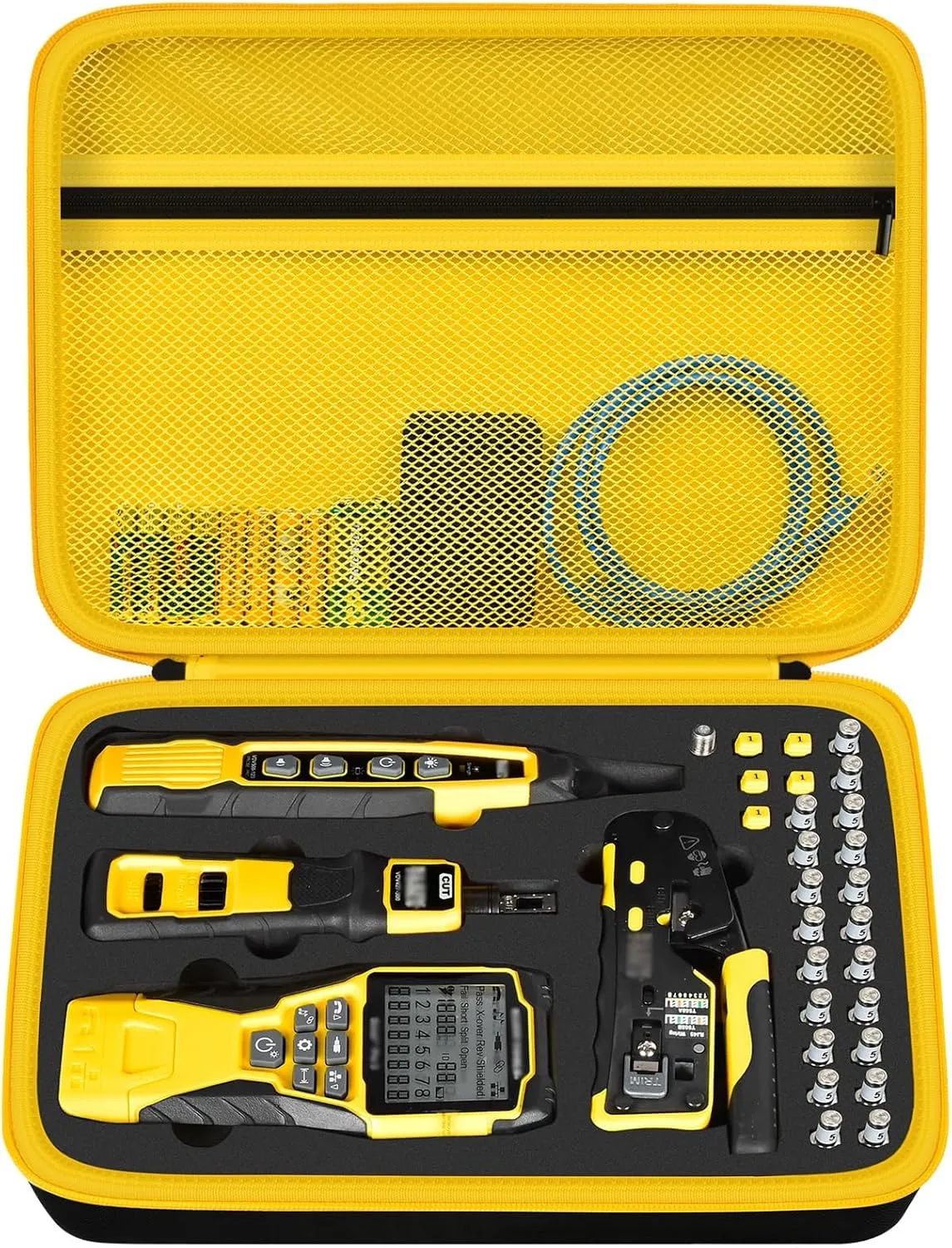 Case Compatible with Klein Tools VDV501-851 VDV500-123 VDV226-110 VDV427-300. Storage Carrying Travel Holder for Cable Tester for Scout Pro 3/ Tracer Probe/Wire Stripper and Accessories- Yellow Zipper