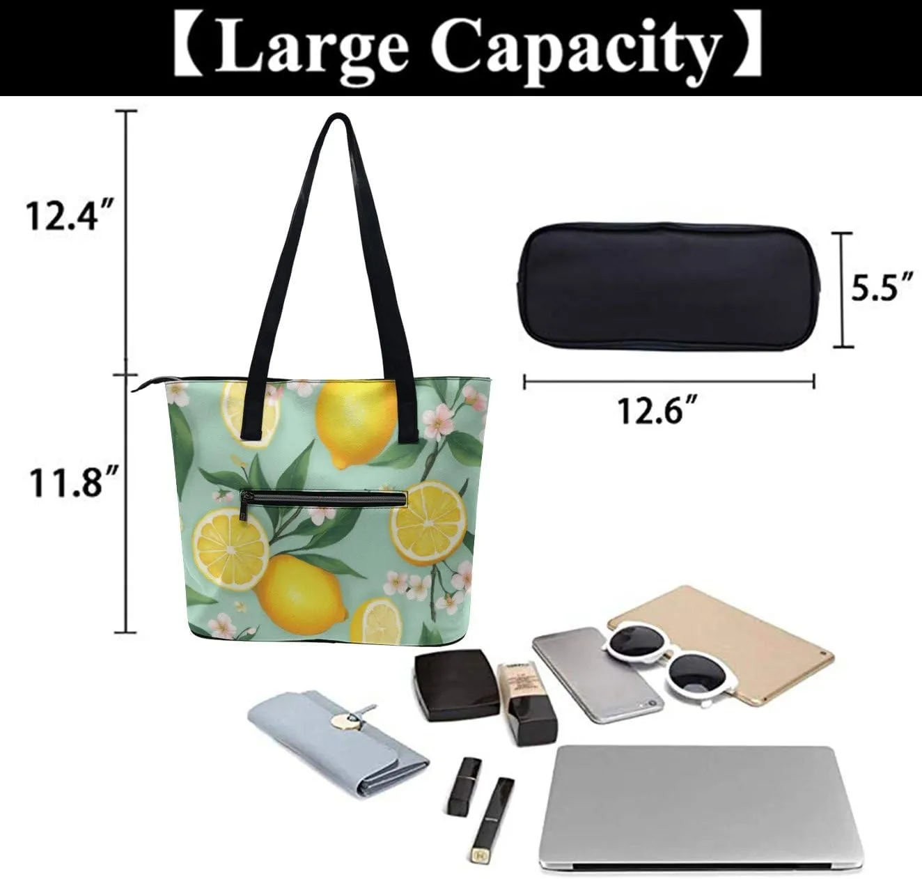Casual Unsiex Tote Bag, Men and Women Lightweight Handbag with Compartment for Business, Travel
