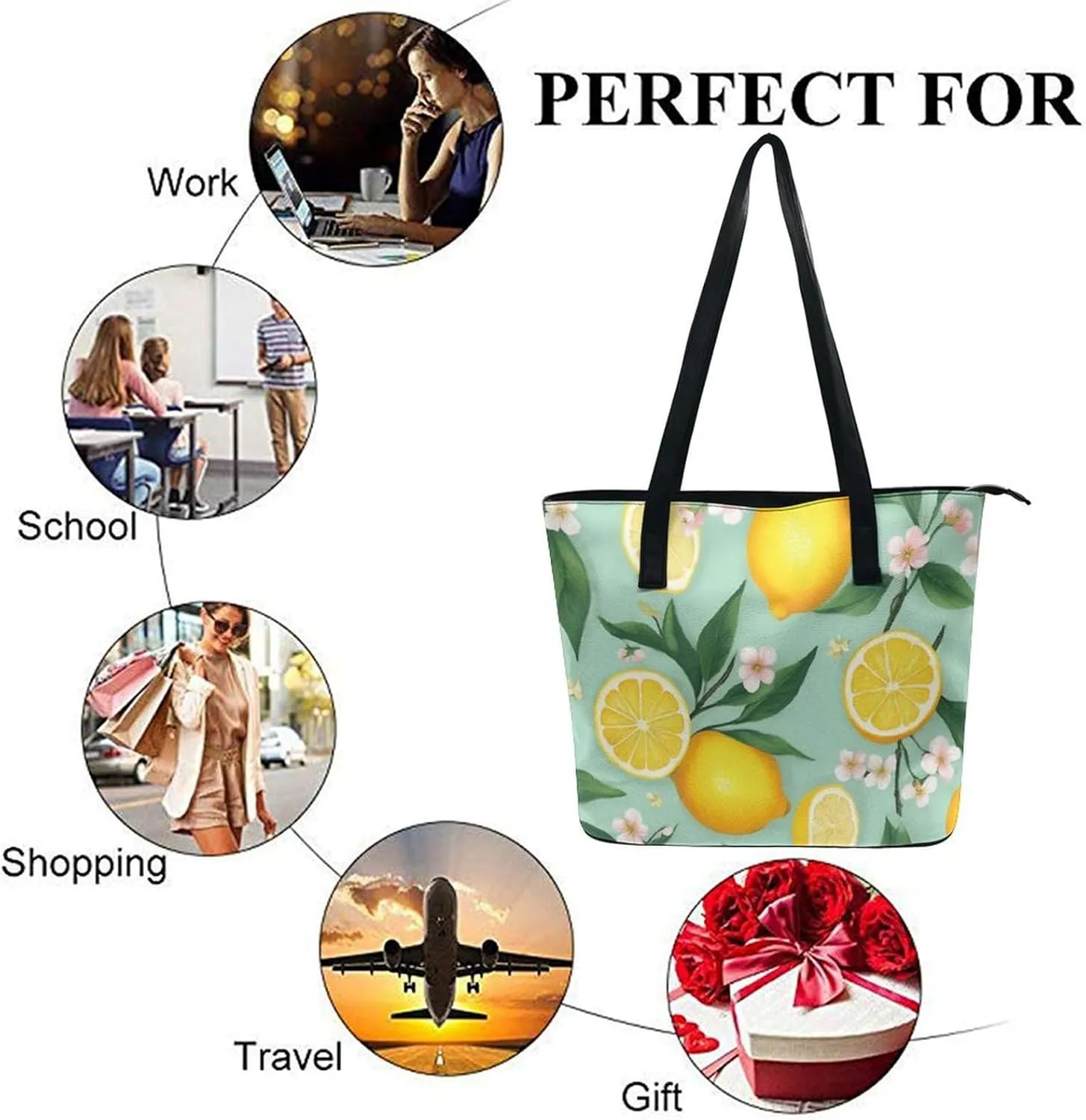Casual Unsiex Tote Bag, Men and Women Lightweight Handbag with Compartment for Business, Travel