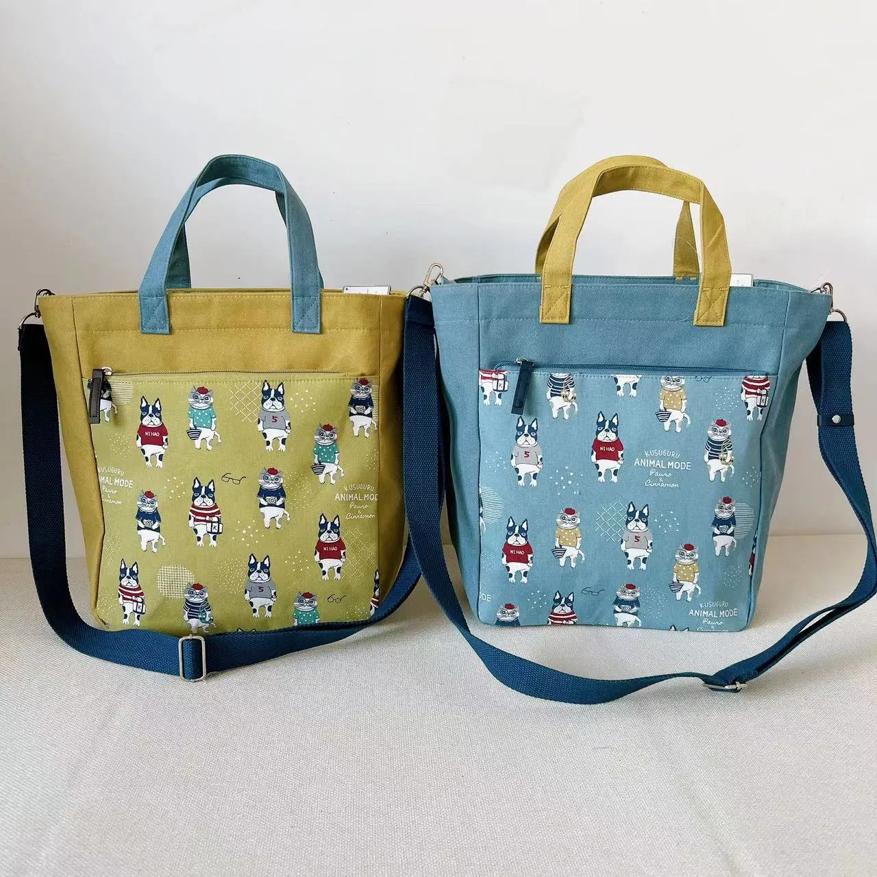 Cat French Bulldog Embroidered Hand Tuition Crossbody Bags