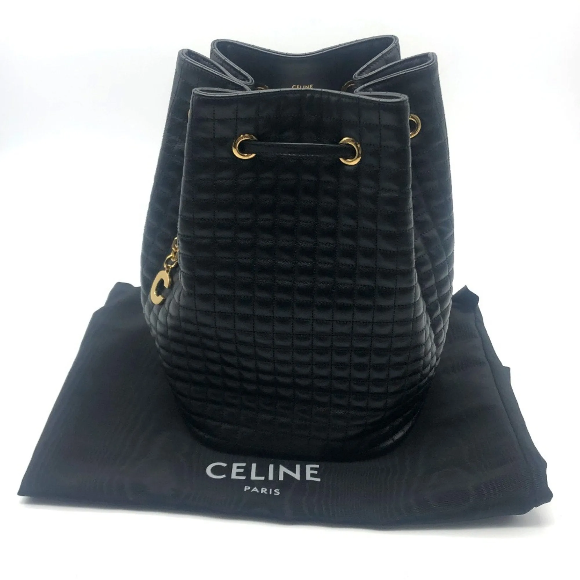 Celine Quilted Leather Bucket Backpack