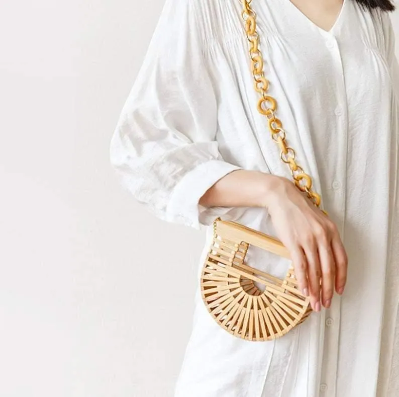 Chain Bamboo Basket Messenger/Waist Bag