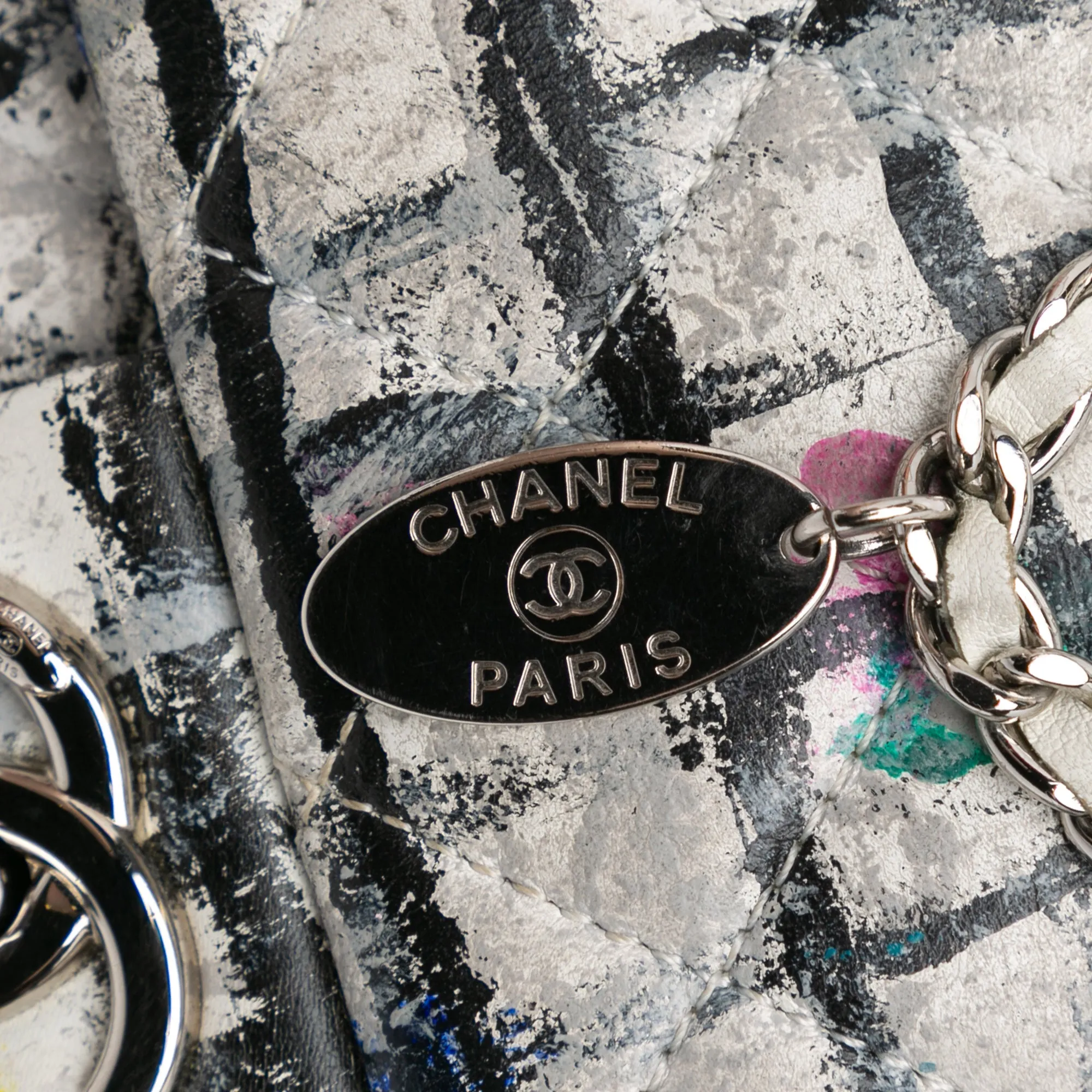 Chanel Mini Rectangular Calfskin Hand Painted Graffiti Flap