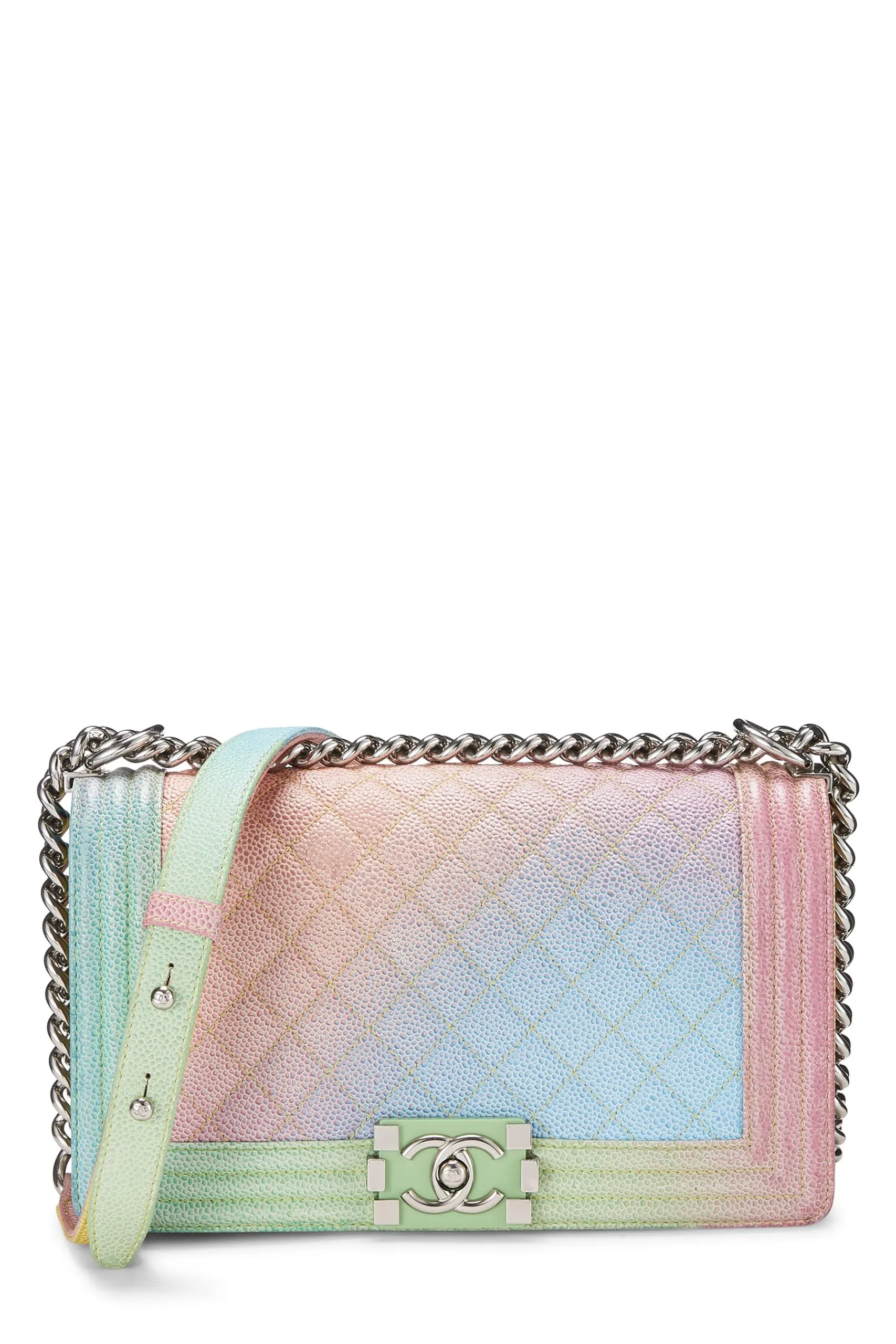 Chanel,  Rainbow Quilted Caviar Boy Bag Medium, Multi