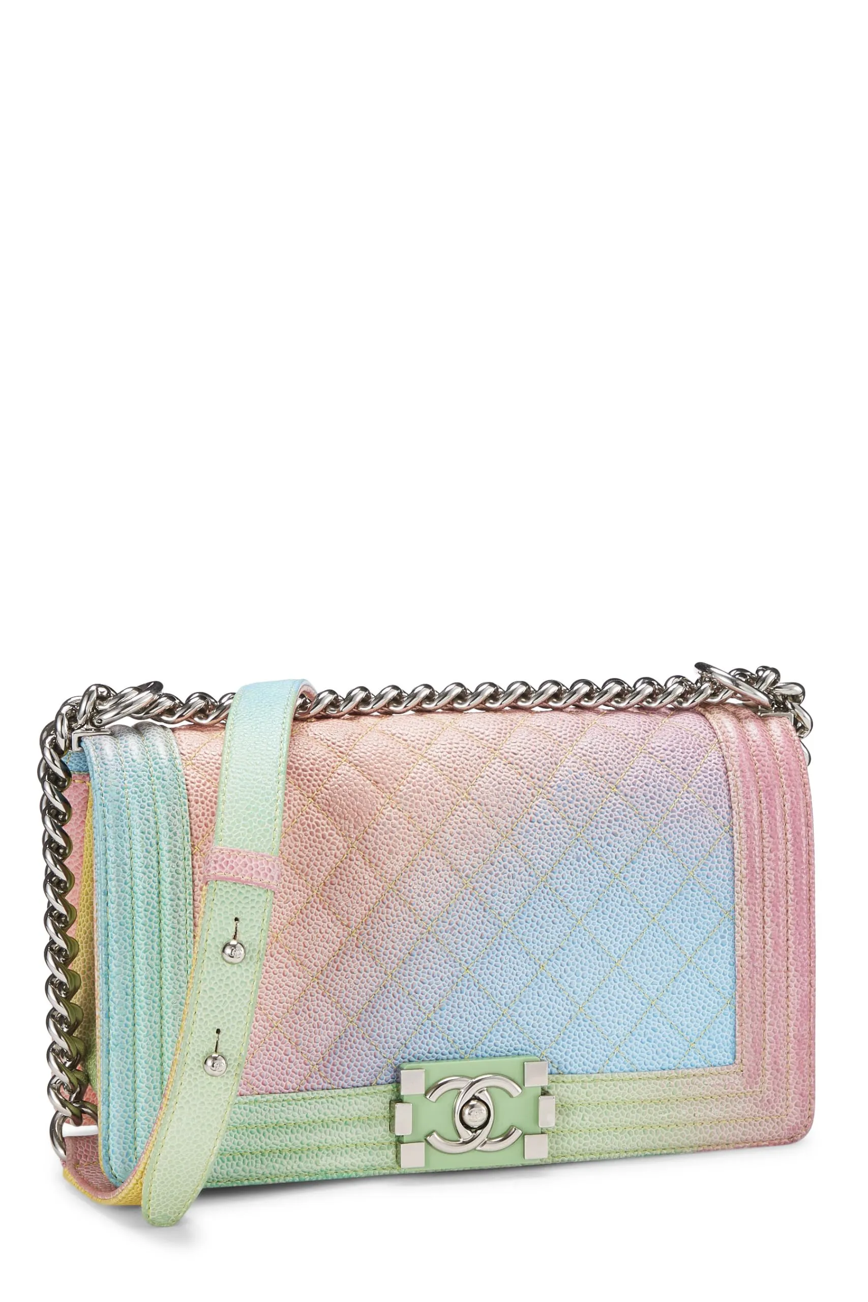 Chanel,  Rainbow Quilted Caviar Boy Bag Medium, Multi