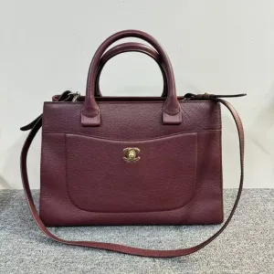 Chanel Vintage Bordeaux Leather Two-Way Handle and Crossbody Bag