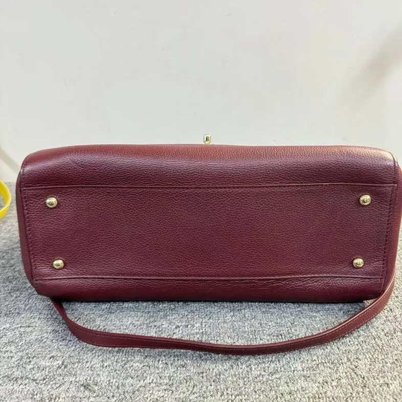 Chanel Vintage Bordeaux Leather Two-Way Handle and Crossbody Bag