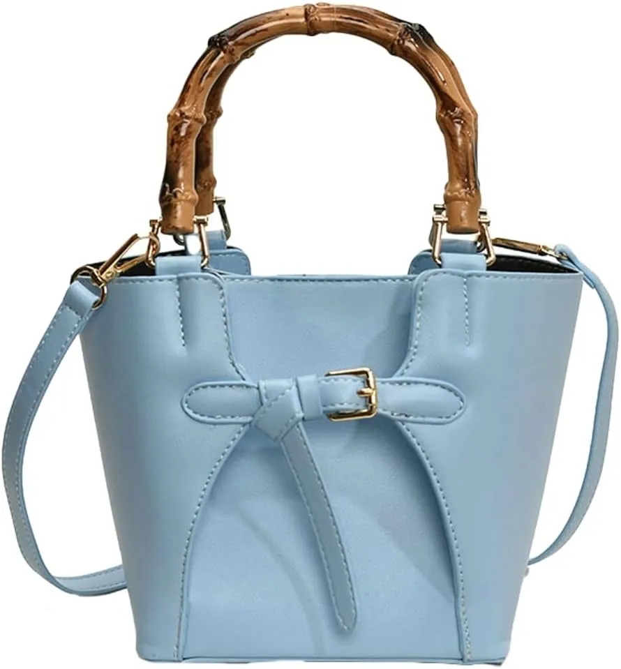 Chic Bucket Bags for Women Ventilate Shoulder Bag with Removable Strap Bamboo Shaped Top Handle Satchel for Daily Life