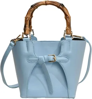 Chic Bucket Bags for Women Ventilate Shoulder Bag with Removable Strap Bamboo Shaped Top Handle Satchel for Daily Life