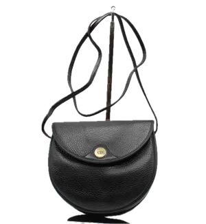 Christian Dior Crossbody Bag with Iconic Gold Logo Black Leather Vintage