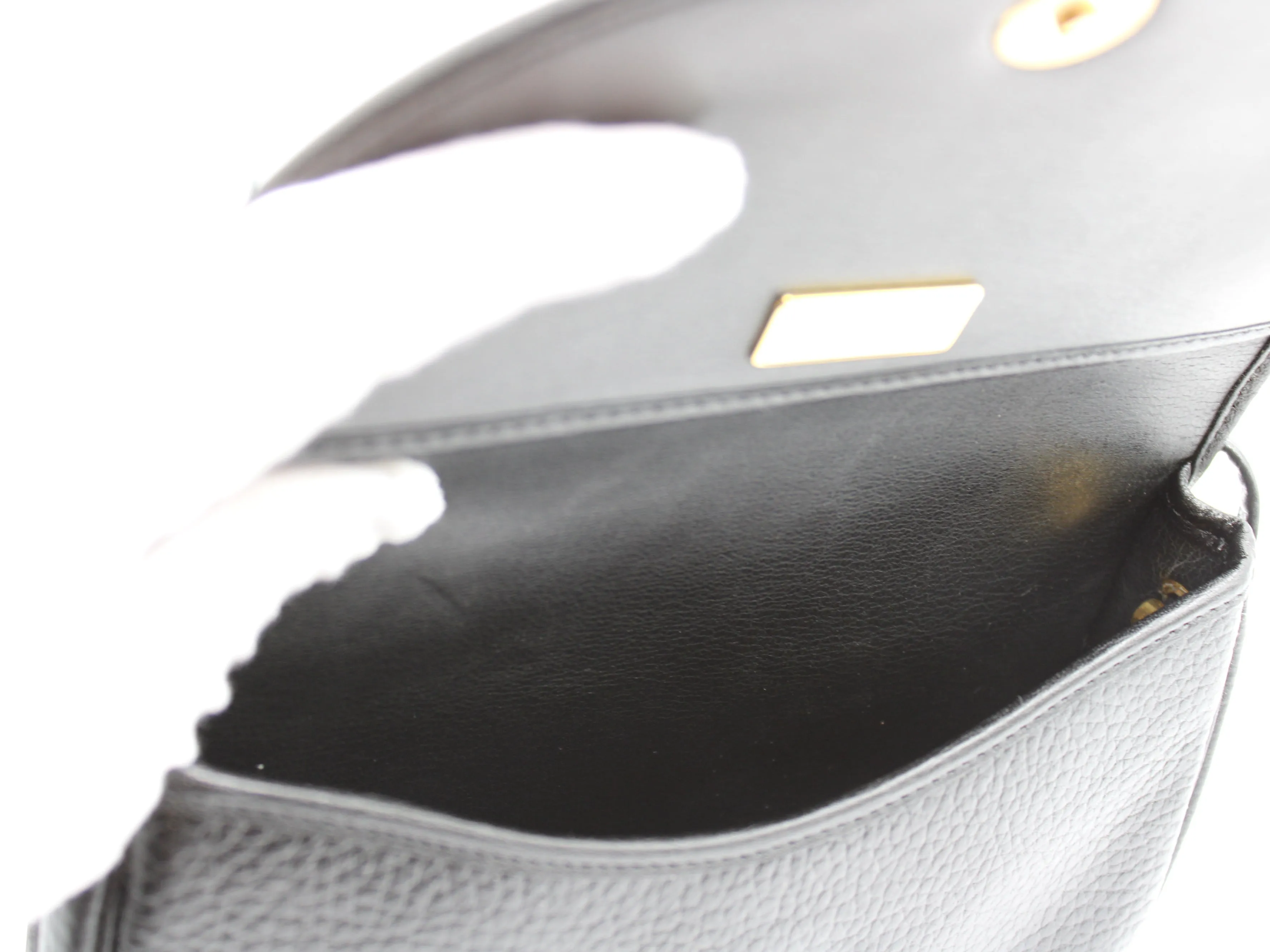 Christian Dior Crossbody Bag with Iconic Gold Logo Black Leather Vintage