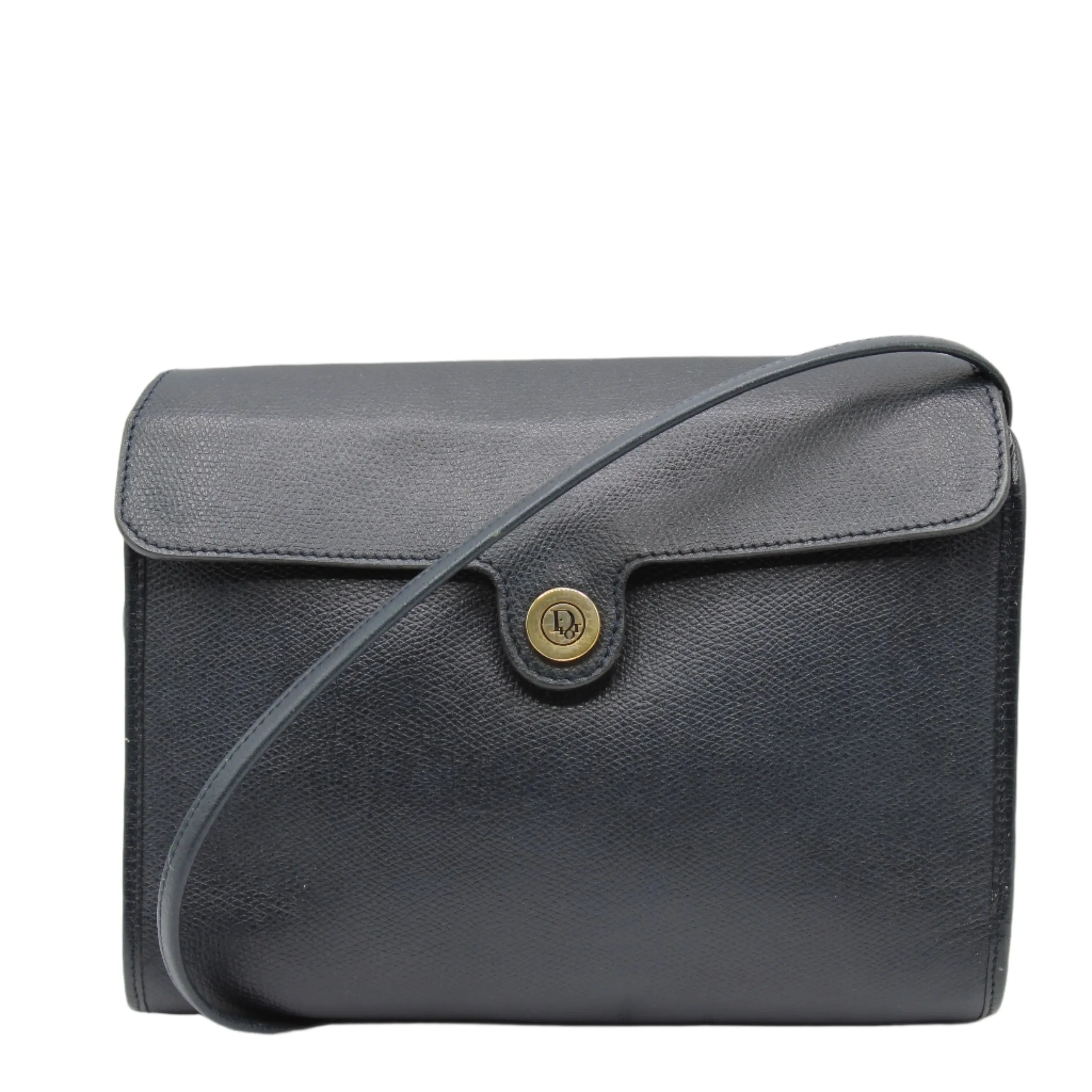 Christian Dior Navy Leather Flap Crossbody Bag