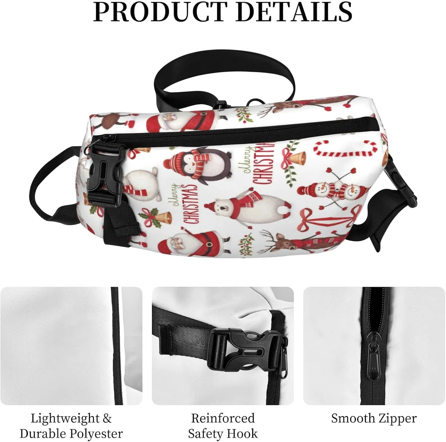 Christmas Santa Claus Print Crossbody Backpack Unisex Chest Bag, Lightweight And Sling Bag For Travel