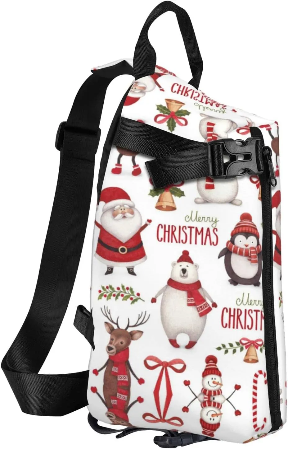 Christmas Santa Claus Print Crossbody Backpack Unisex Chest Bag, Lightweight And Sling Bag For Travel
