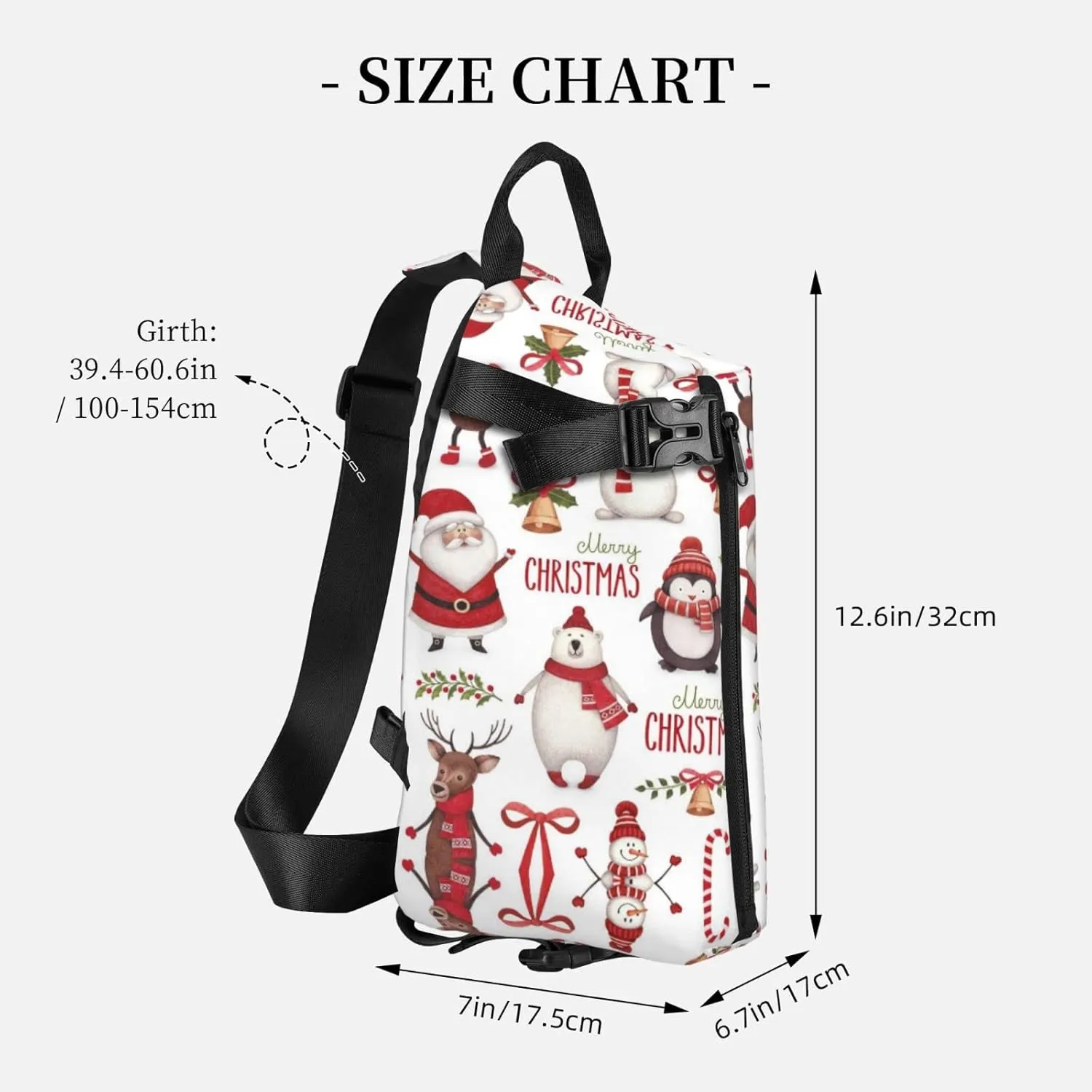 Christmas Santa Claus Print Crossbody Backpack Unisex Chest Bag, Lightweight And Sling Bag For Travel