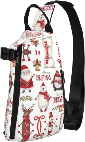 Christmas Santa Claus Print Crossbody Backpack Unisex Chest Bag, Lightweight And Sling Bag For Travel