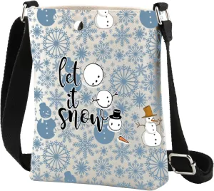 Christmas Snowman Crossbody Bag Let it Snow Christmas Gift for Her Christmas Party Gift Winter Snowflake Crossbody Purse