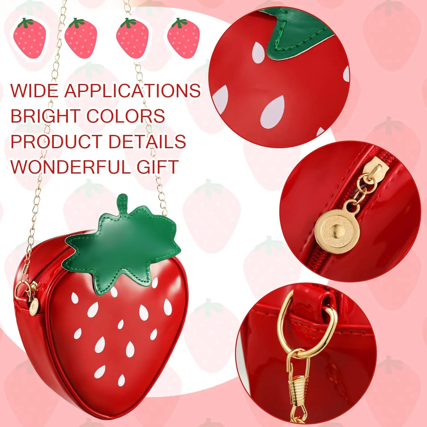 Chuarry Strawberry Costume Accessories Ghost Crossbody Purse Bag Hat Earrings for Women Halloween Cosplay