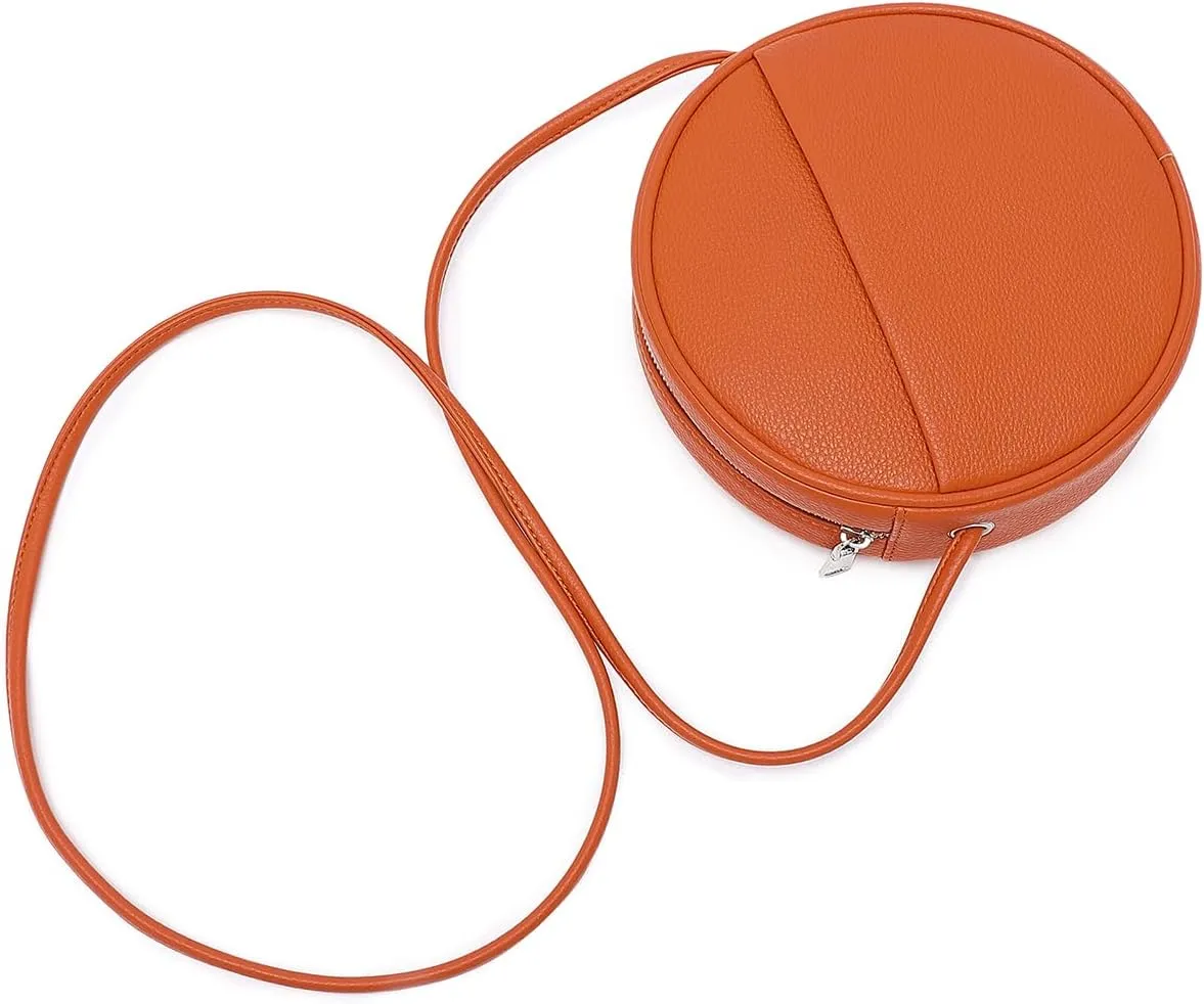 Circle Crossbody Bag for Women NYLON Circle Purse with Zipper Adjustable Knot Shoulder Straps