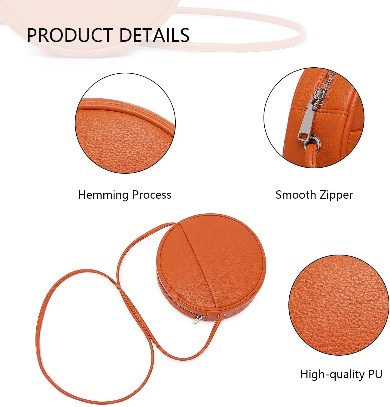 Circle Crossbody Bag for Women NYLON Circle Purse with Zipper Adjustable Knot Shoulder Straps