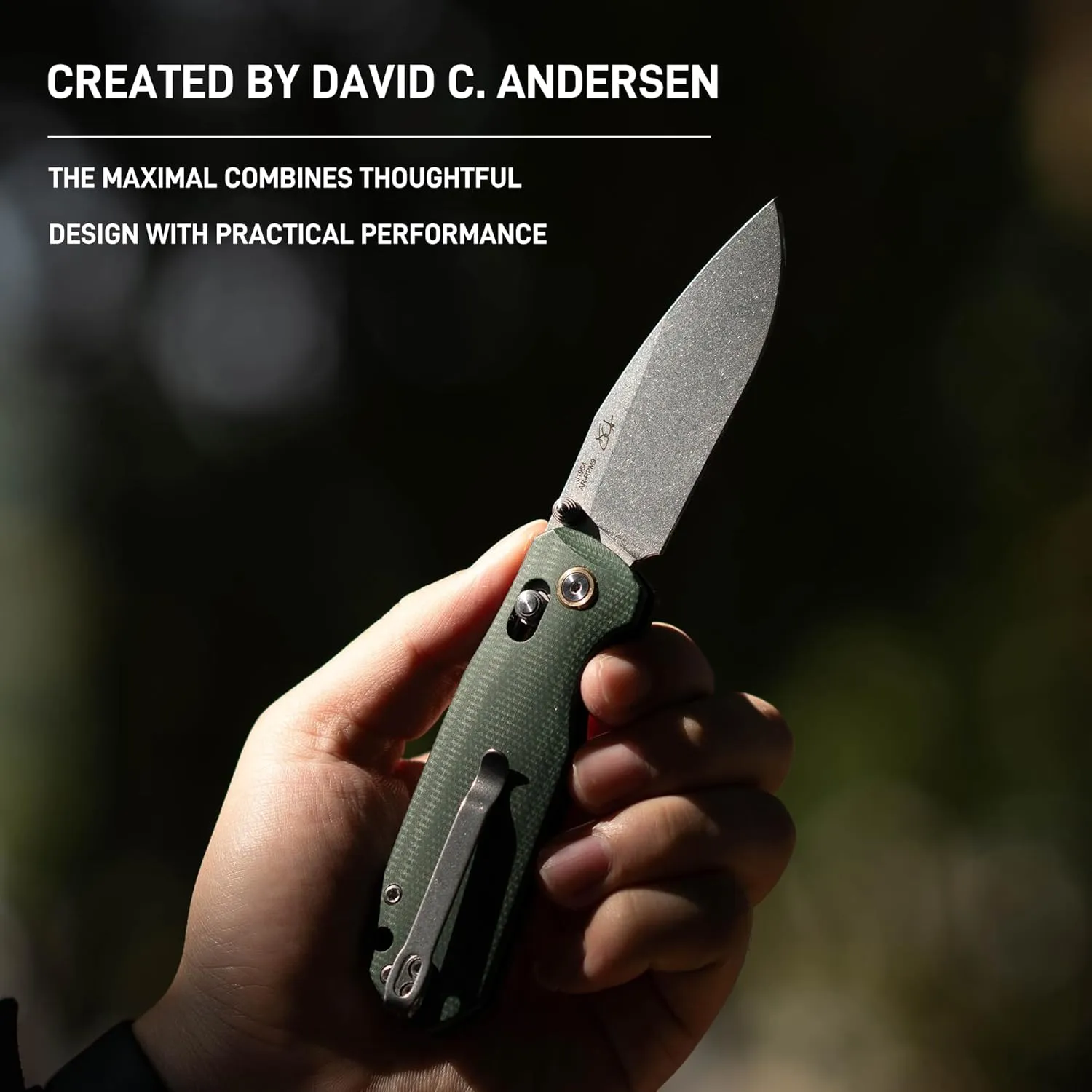 CJRB Maximal Folding Knife, 2.95" AR-RPM9 Steel Blade Green Micarta Handle Pocket Knife for Men Women, Crossbar Lock EDC Knife for Camping Hiking, Designed by David C. Andersen(J1954 Green)