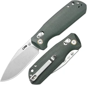 CJRB Maximal Folding Knife, 2.95" AR-RPM9 Steel Blade Green Micarta Handle Pocket Knife for Men Women, Crossbar Lock EDC Knife for Camping Hiking, Designed by David C. Andersen(J1954 Green)
