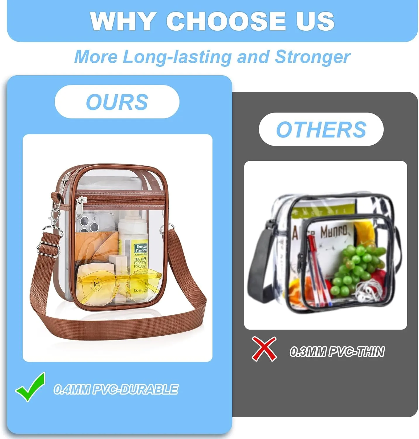Clear Bag for Stadium Events - Small Purse, Mini Sport Fan Handbag for Concert, Work, Travel