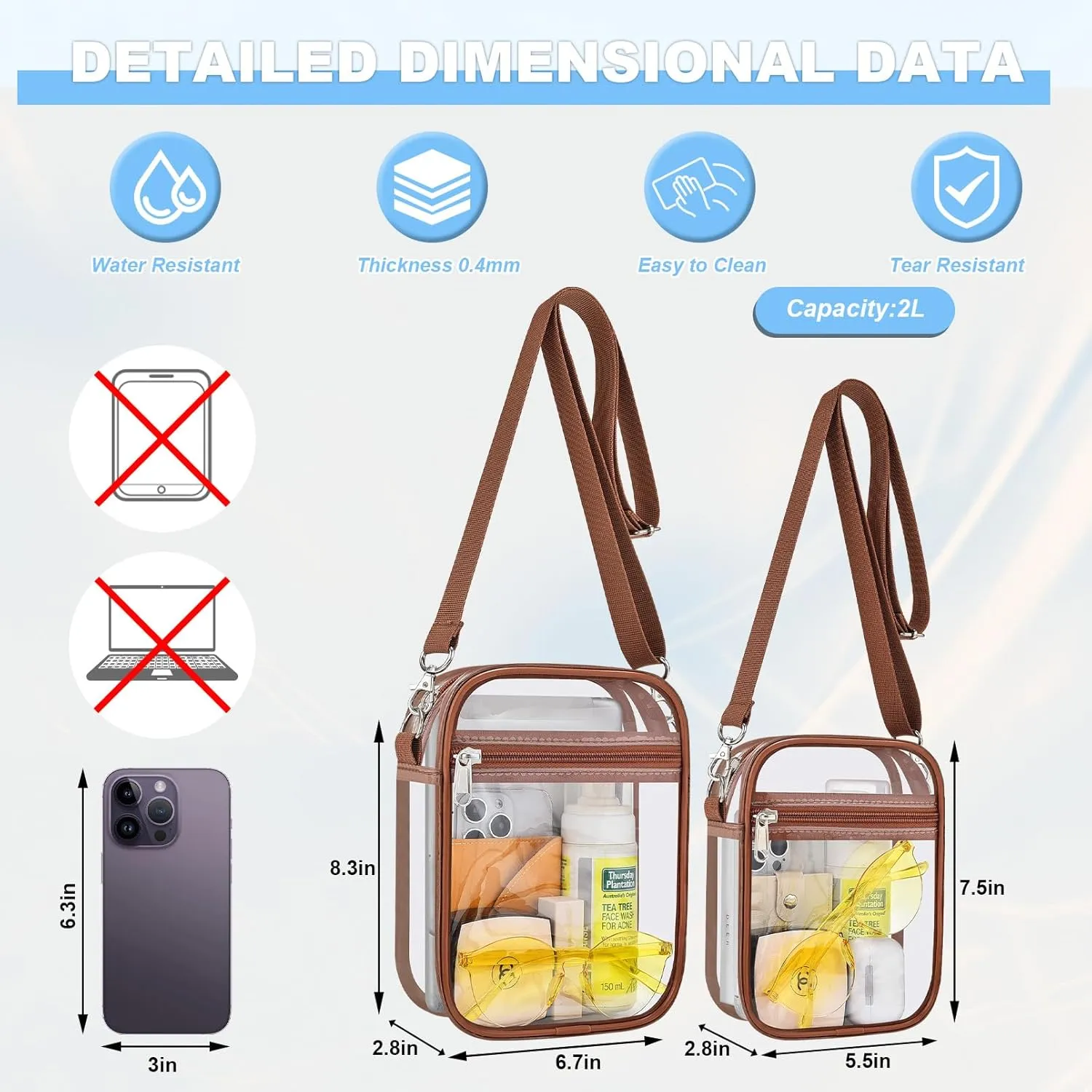 Clear Bag for Stadium Events - Small Purse, Mini Sport Fan Handbag for Concert, Work, Travel
