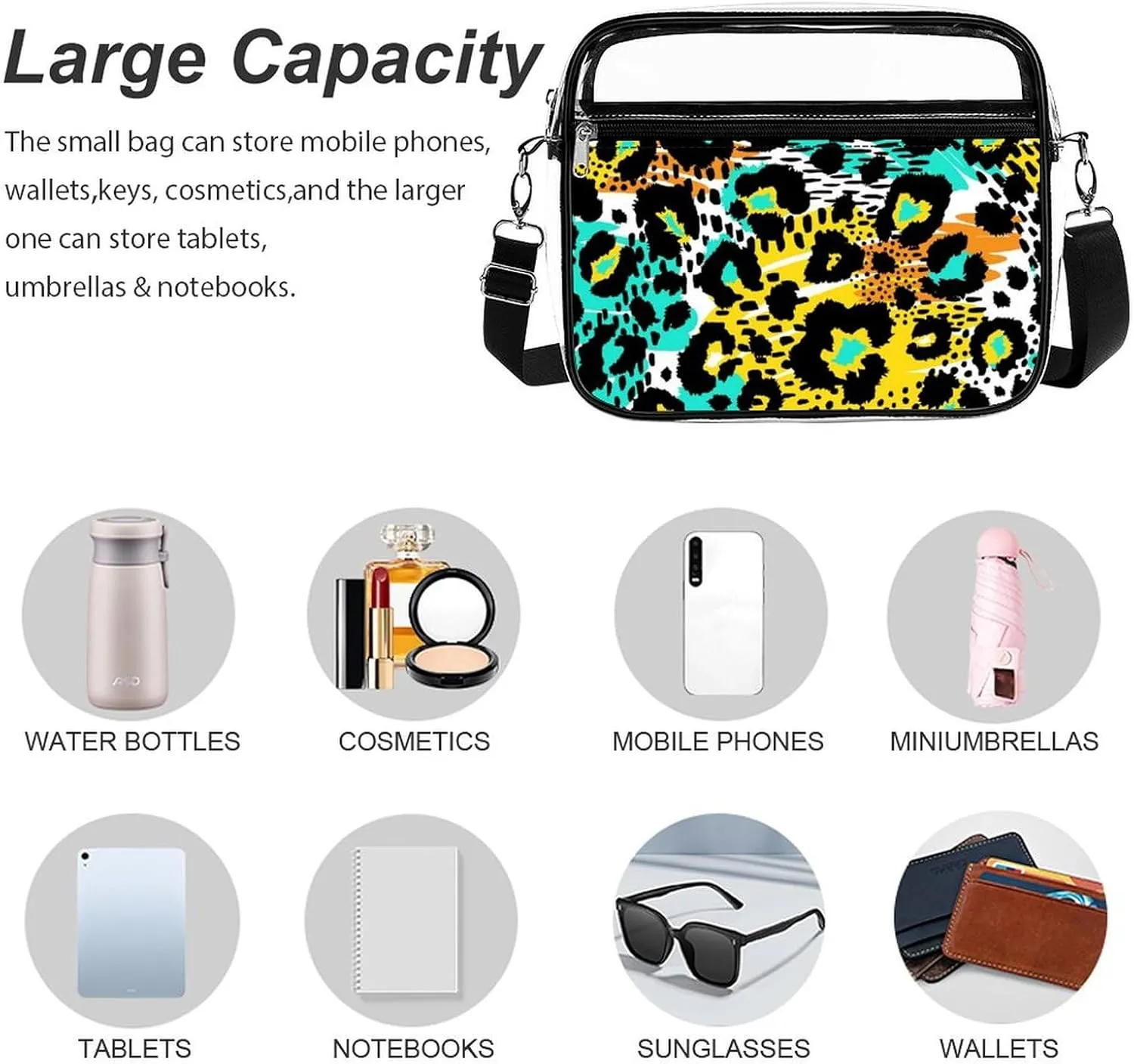 Clear Bag Stadium Approved, Women Clear Crossbody Purse Bag, Clear Stadium Bags for Sporting Events, Concerts