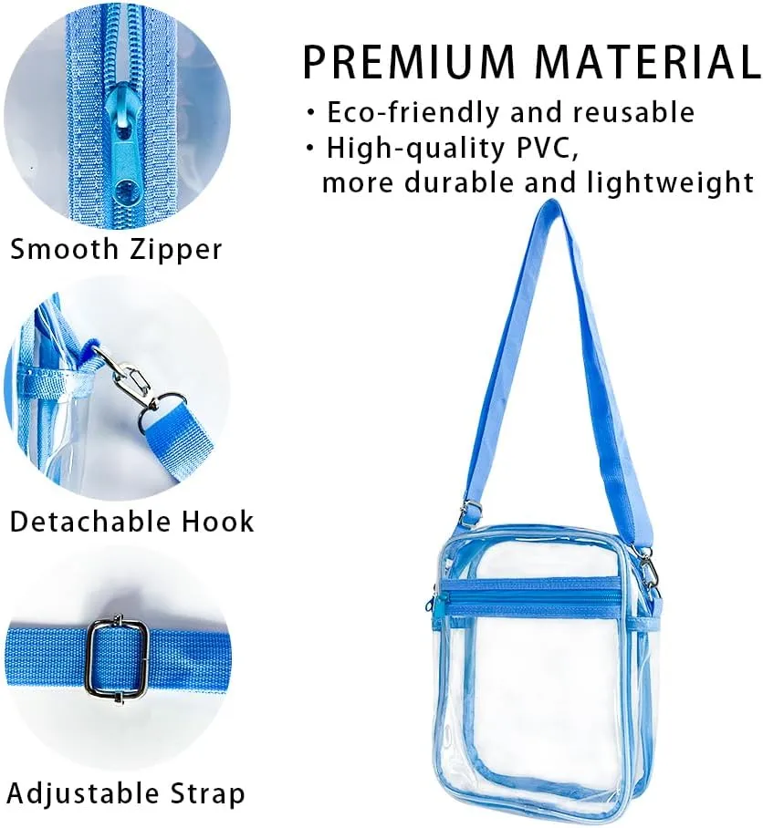 Clear Crossbody Bag Crossbody Transparent Purse Bag with Adjustable Strap Clear Unisex Sports Travel Shoulder Bag