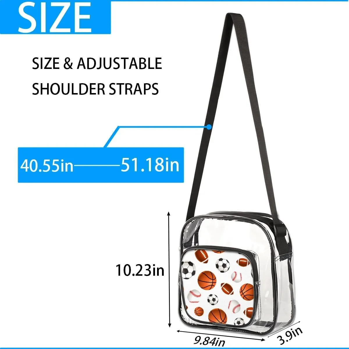 Clear Crossbody Bag Stadium Approved for Women and Men Transparent Messenger Shoulder Bag Clear Purse Bag