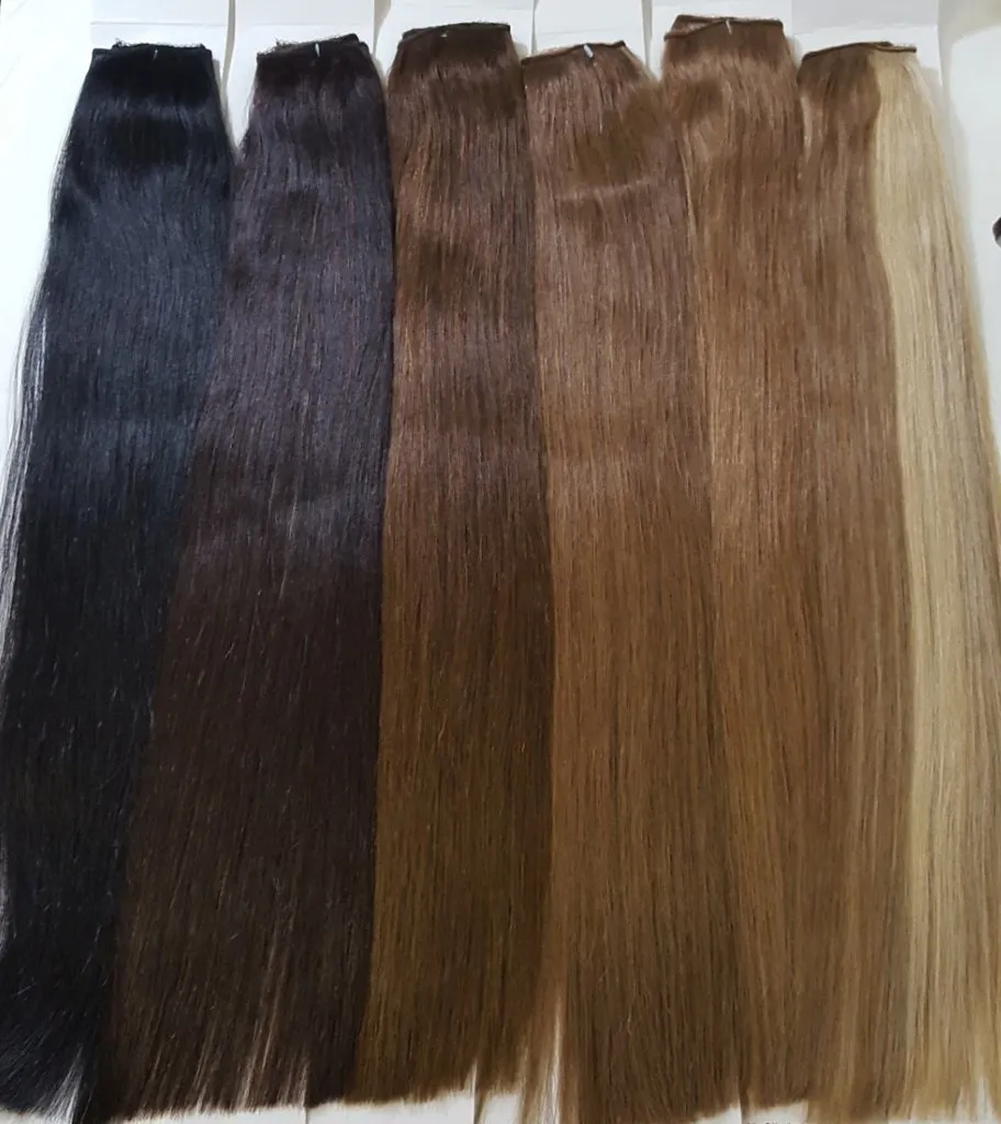 Clip in Volumizer Weft Remy Human Hair Extensions One (1) Piece Volume Ashy Brown 18” (20") Long 8.5"Wide