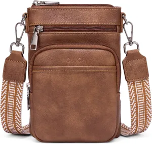 CLUCI Small Crossbody Bags for Women PU Leather Cell Phone Purse Wallet with Adjustable Guitar Strap