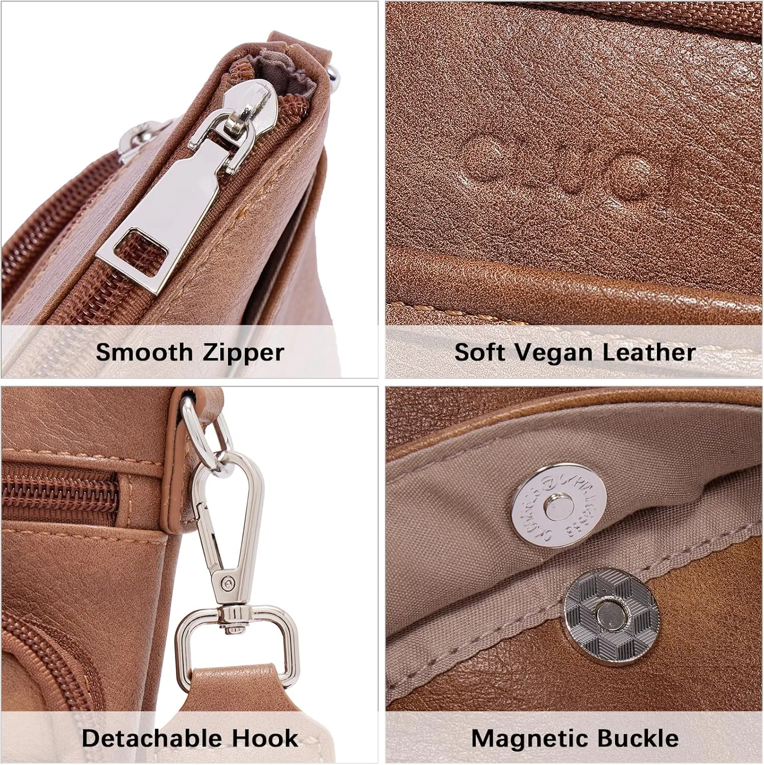 CLUCI Small Crossbody Bags for Women PU Leather Cell Phone Purse Wallet with Adjustable Guitar Strap