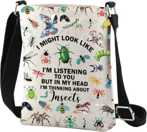 CMNIM Insect Crossbody Bag Bug Insect Gift for Insect Lover Entomologist Gift I'm Thinking About Insect Small Crossbody Purse