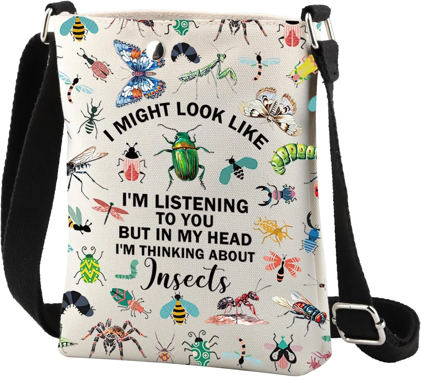 CMNIM Insect Crossbody Bag Bug Insect Gift for Insect Lover Entomologist Gift I'm Thinking About Insect Small Crossbody Purse