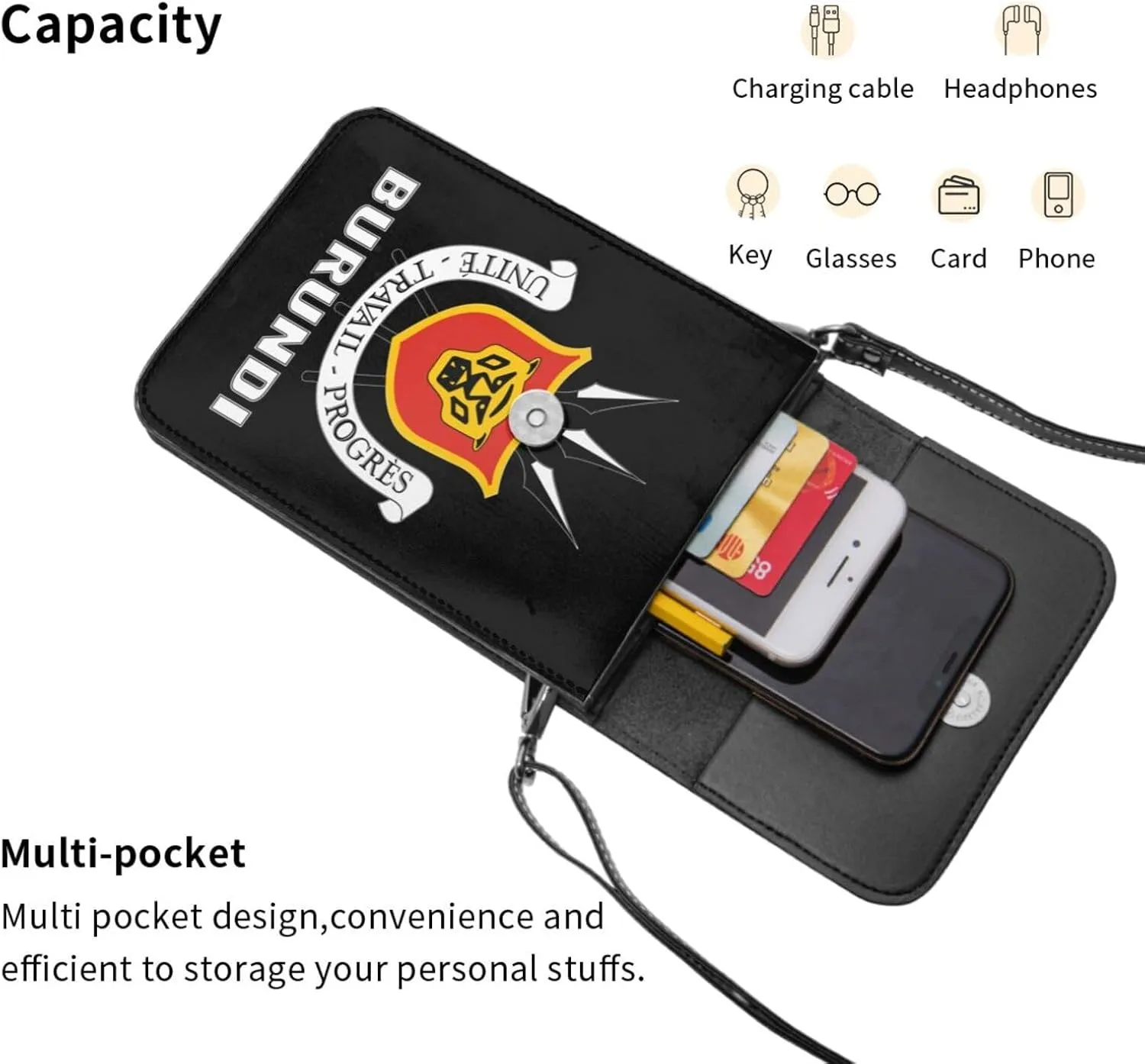 Coat of Arms of Chile Flag Chilean Emblem Small Crossbody Purse Cell Phone Bag for Women