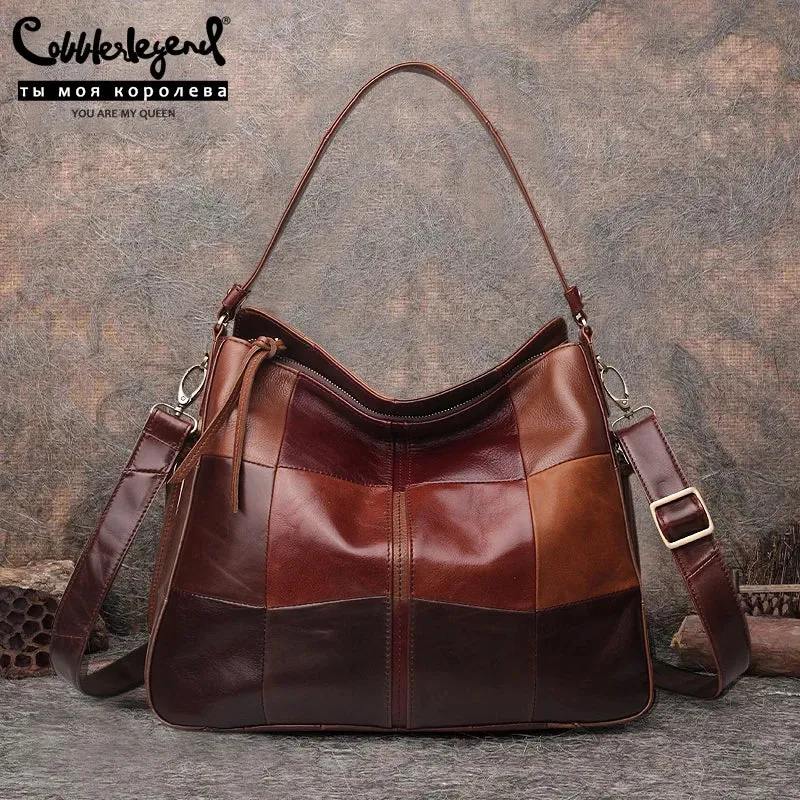 Cobbler Legend Women Bag Genuine Leather Ladies Bucket Shoulder Designer Band Large Crossbody For Female Retro Luxury Top-handle