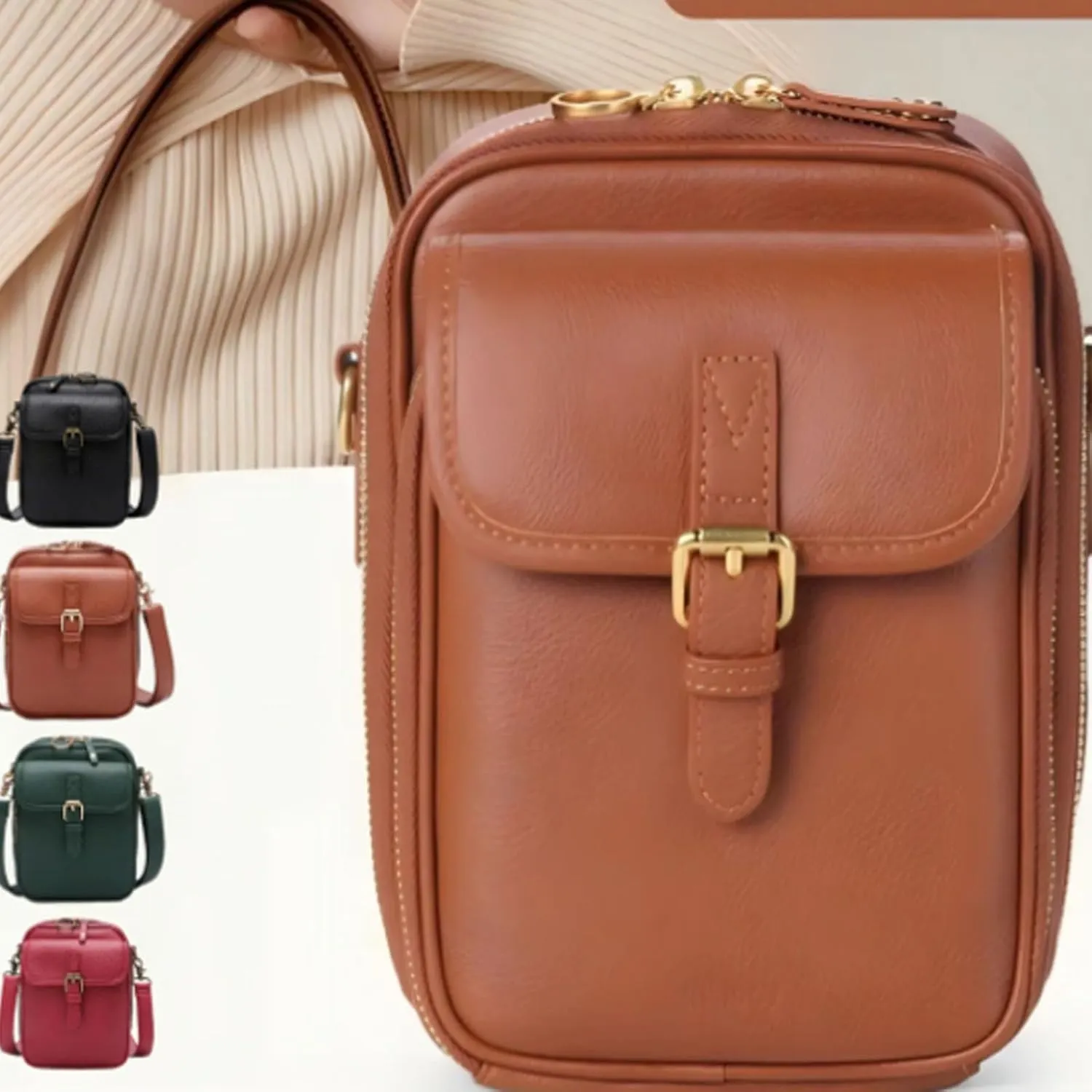 Collaborate Crossbody Leather Bag, Collaboraten1 Crossbody Bag, Vintage Double Layer Large Capacity Mini Cross Body Bags