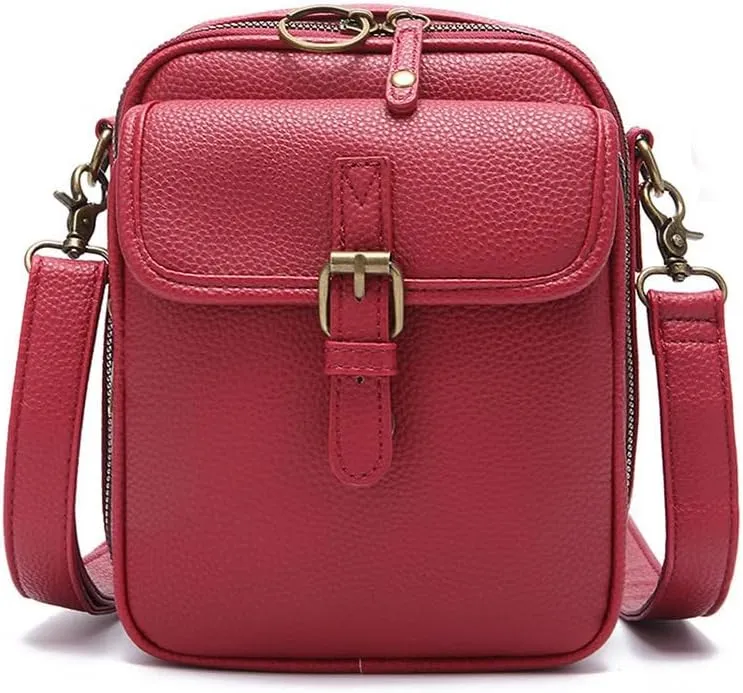 Collaboraten1 Crossbody Leather Bag, Large Capacity With 10 Card Slots, Casual Single-Shoulder Bag (Burgundy)