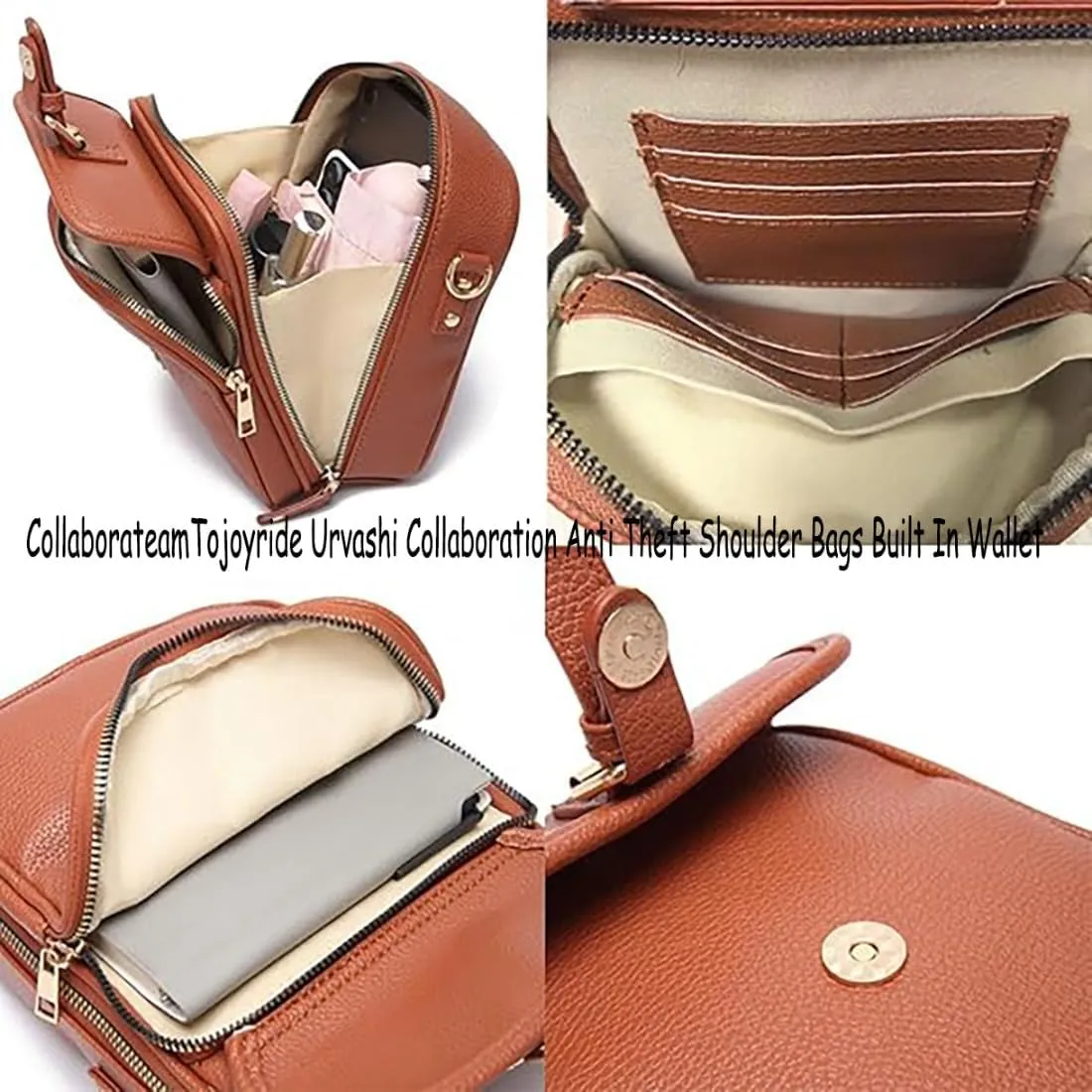 Collaboraten1 Crossbody Leather Bag, Large Capacity With 10 Card Slots, Casual Single-Shoulder Bag (Burgundy)