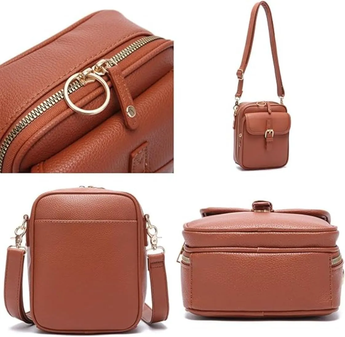 Collaboraten1 Crossbody Leather Bag, Large Capacity With 10 Card Slots, Casual Single-Shoulder Bag (Burgundy)