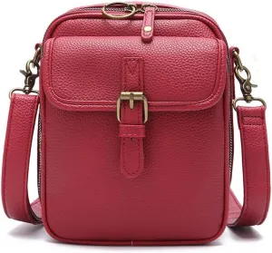 Collaboraten1 Crossbody Leather Bag, Large Capacity With 10 Card Slots, Casual Single-Shoulder Bag (Burgundy)