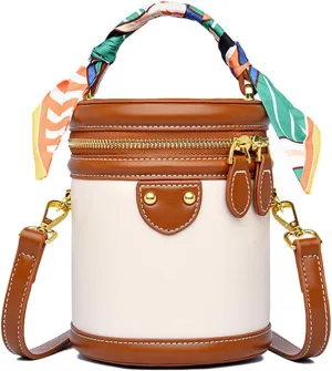 Colorblock Bucket Bag For Women, 2025 New Summer Niche Design Cylinder Bag, Fashionable Crossbody Bag
