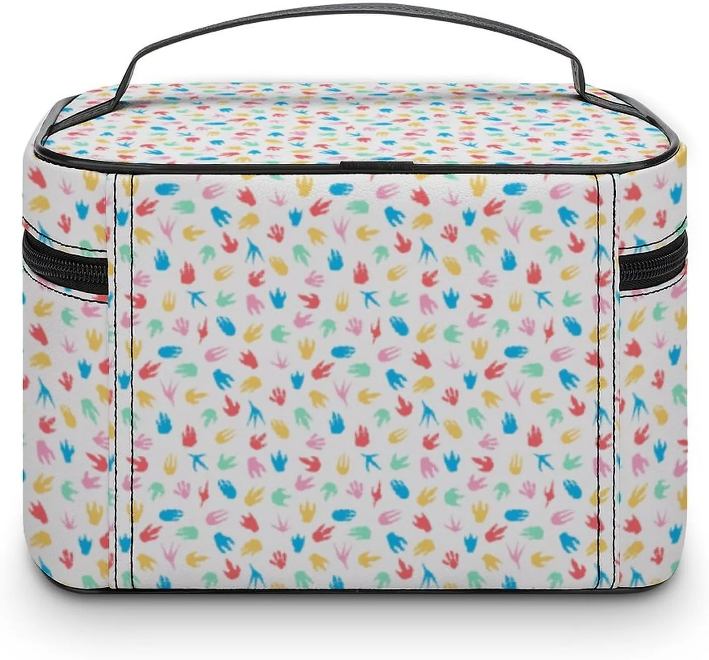 Colorful Dinosaur Paw White Travel Makeup Bag For Women Cosmetic Bags Organizer With Soft Handle Compartments Mens Big Capacity Skincare Toiletry Bag Camping Wedding Make Up Pouch